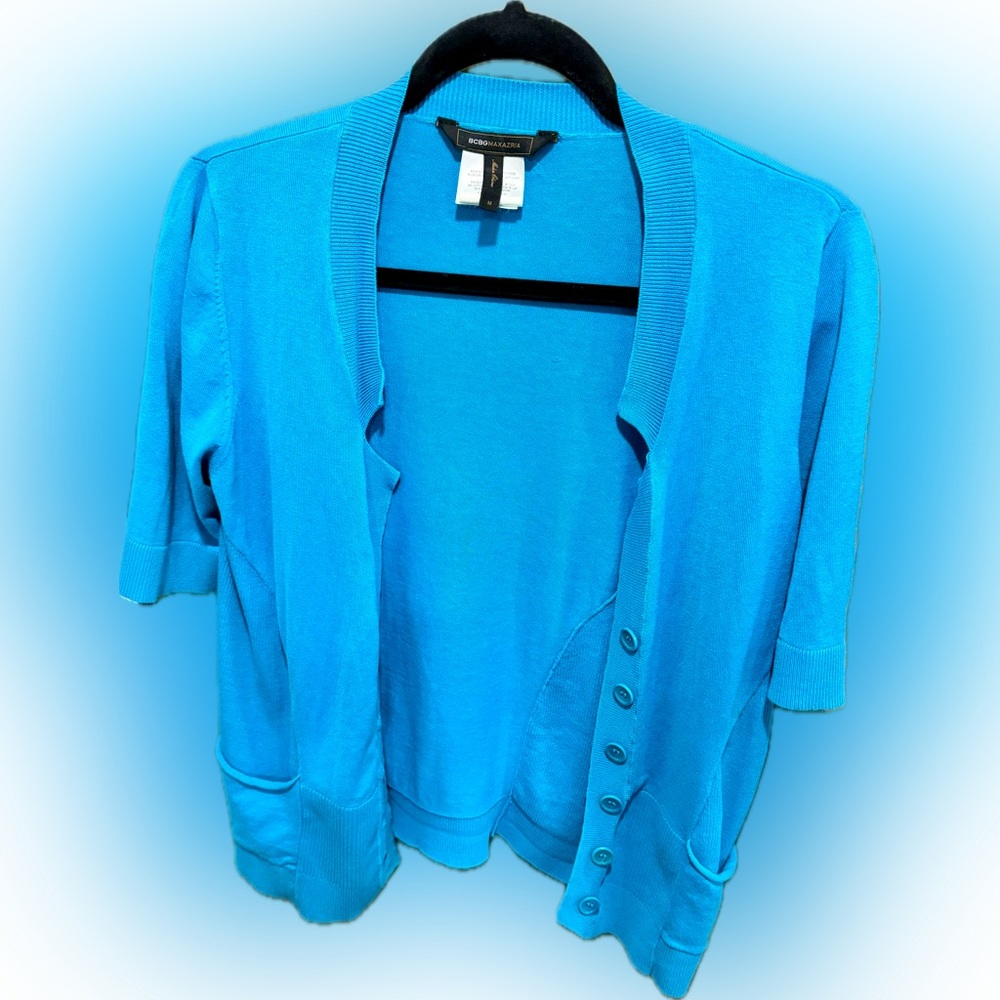 BCBG Maxazria Teal blue cardigan size M